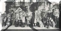 Keepers and Beaters - Tom Turner, Head Keeper aged 83, in front with hunting horn c.1953